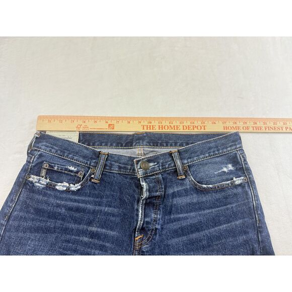 Abercrombie & Fitch Jeans Mens 34x32 Blue Straight Leg Distressed Denim Pants - Picture 12 of 13